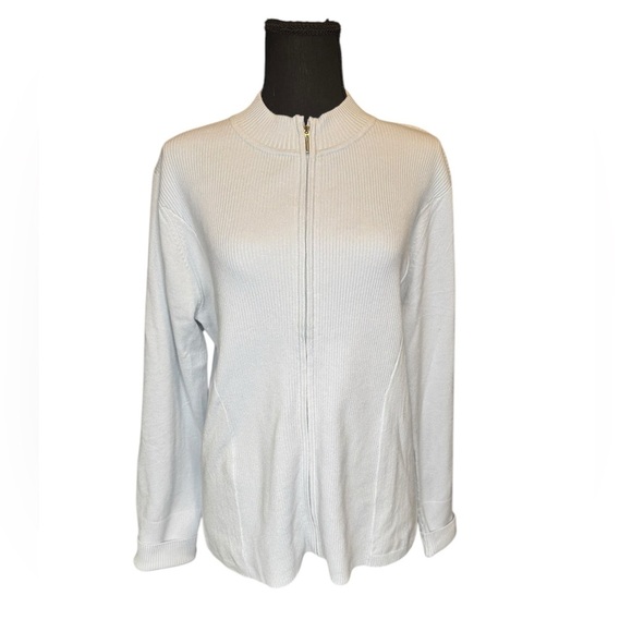 Shu Shu Women's Zip Cardigan Sweater Size Large Baby Blue Activewear Golf 0150 - Picture 1 of 6
